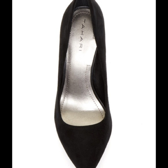 SOLD Tahari Black Suede Pump Shoe Block Heel 8.5 - Picture 4 of 4